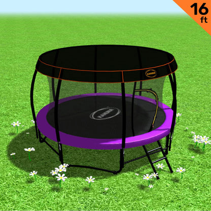 Kahuna 16 ft Trampoline with Roof - Orange Blue