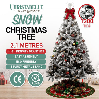 Christabelle Snow-Tipped Snowflocked Artificial Christmas Tree 2.1m 1200 Tips