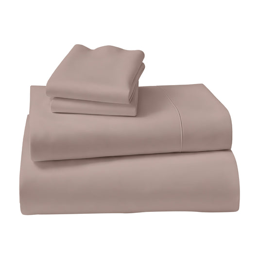 1000 Thread Count Cotton Rich Double Bed Sheet Set 4 Piece, Soft Feel Microfibre Blend, Solid Colour - Linen