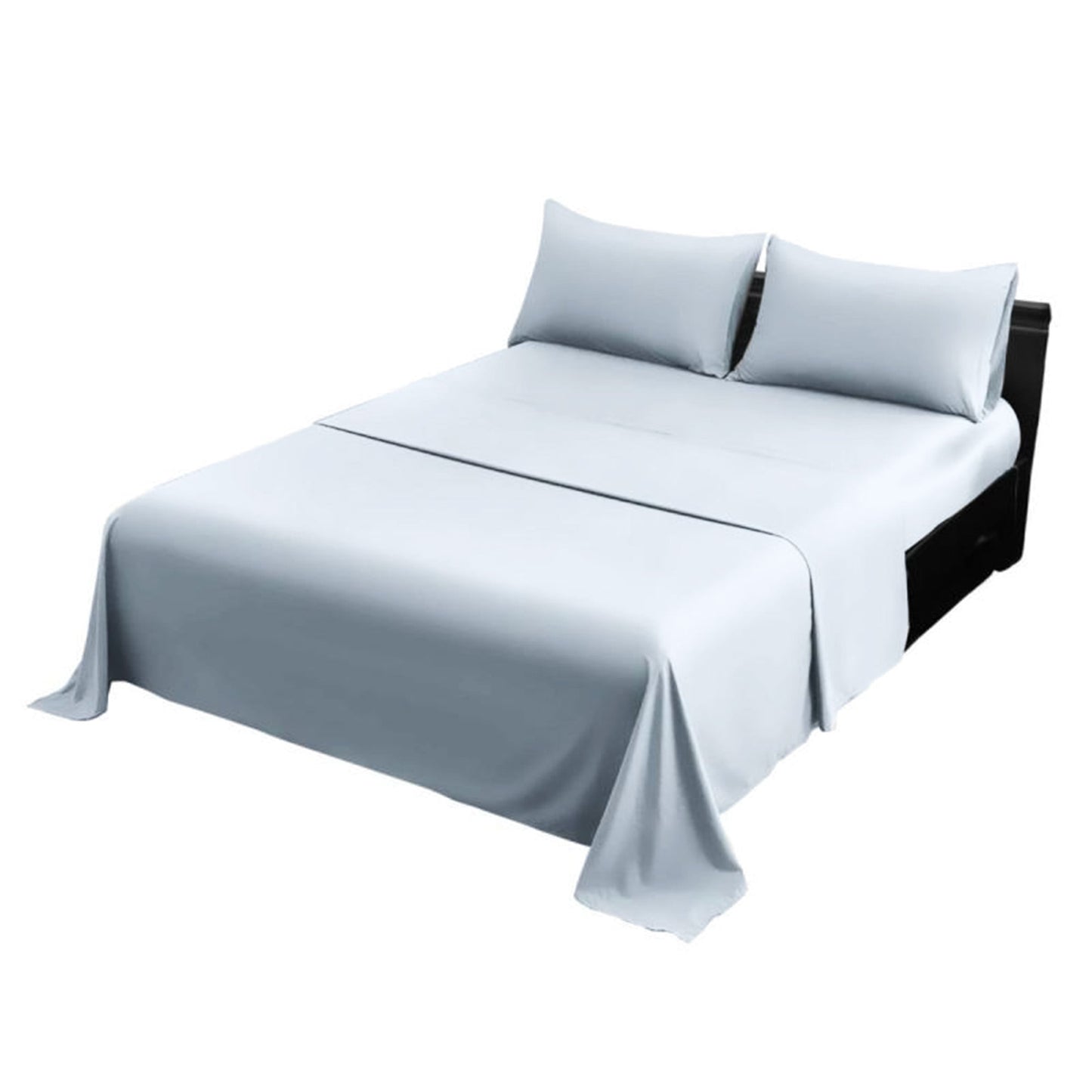 1000 Thread Count Cotton Rich Pale Blue Double Bed Sheet Set 4 Piece, Soft Feel Microfibre Blend, Solid Colour