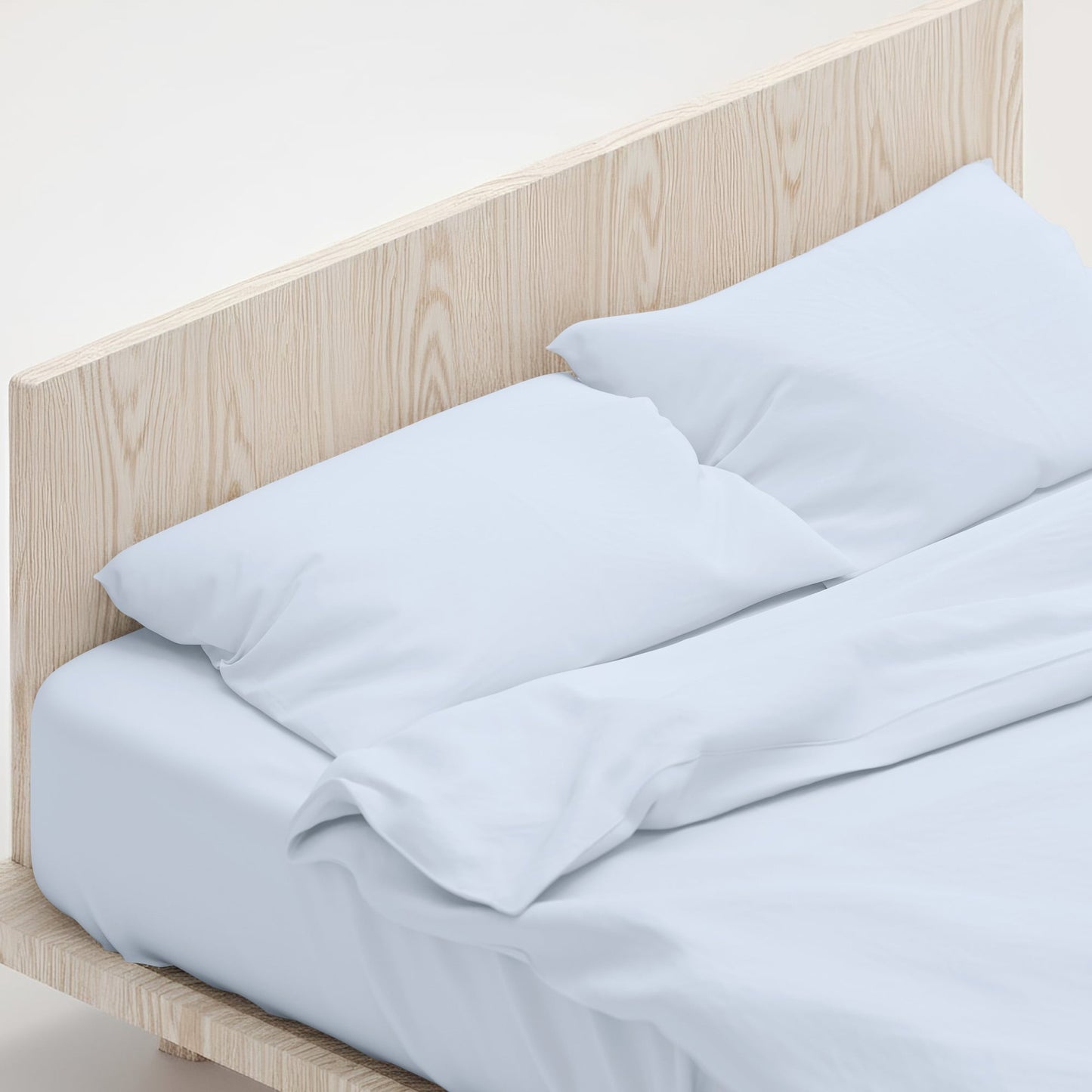 1000 Thread Count Cotton Rich Pale Blue Double Bed Sheet Set 4 Piece, Soft Feel Microfibre Blend, Solid Colour