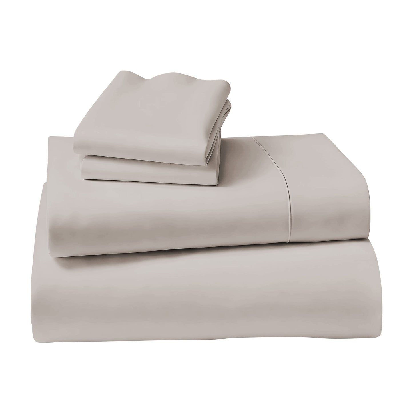 1000 Thread Count Cotton Rich Silver Double Bed Sheet Set 4 Piece, Soft Feel Microfibre Blend, Solid Colour