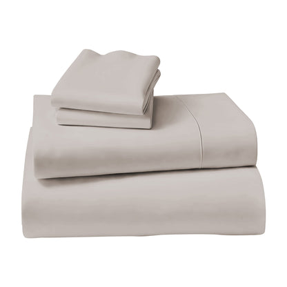 1000 Thread Count Cotton Rich Silver Double Bed Sheet Set 4 Piece, Soft Feel Microfibre Blend, Solid Colour