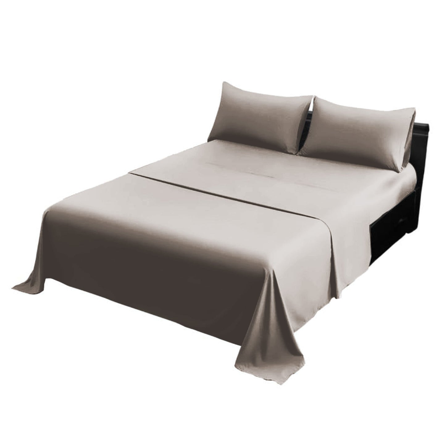 1000 Thread Count Cotton Rich Silver Double Bed Sheet Set 4 Piece, Soft Feel Microfibre Blend, Solid Colour