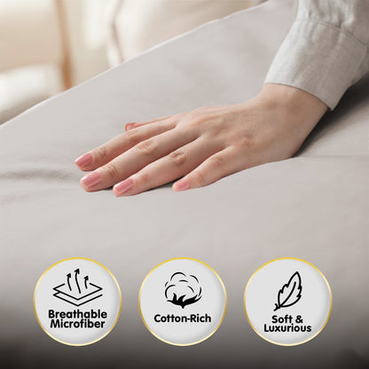 1000 Thread Count Cotton Rich Silver Double Bed Sheet Set 4 Piece, Soft Feel Microfibre Blend, Solid Colour