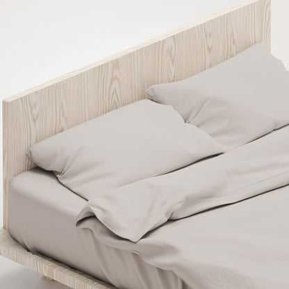 1000 Thread Count Cotton Rich Silver Double Bed Sheet Set 4 Piece, Soft Feel Microfibre Blend, Solid Colour