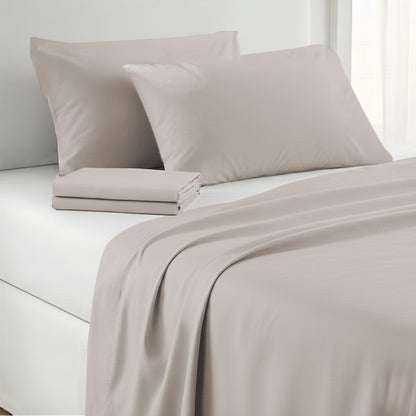 1000 Thread Count Cotton Rich Silver Double Bed Sheet Set 4 Piece, Soft Feel Microfibre Blend, Solid Colour