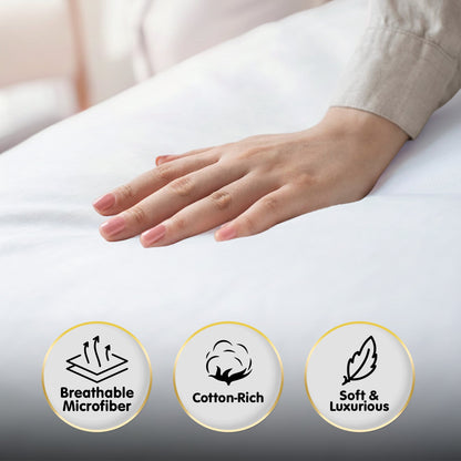 1000 Thread Count Cotton Rich Double Bed Sheet Set 4 Piece in White