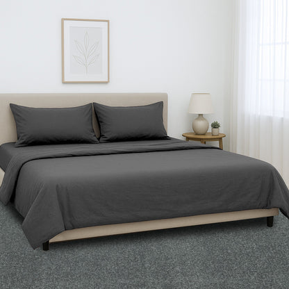 1000 Thread Count Cotton Rich King Bed Sheets 4-Piece Set in Charcoal