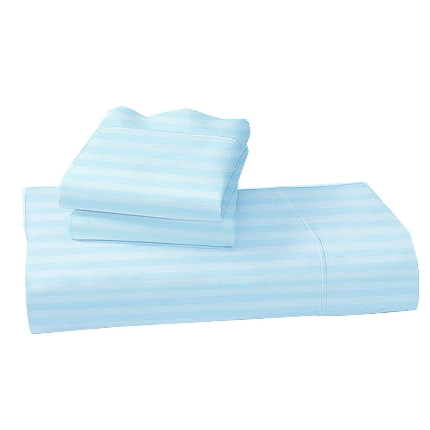 1000 Thread Count CVC Rich Cotton Queen Bed Doona Cover Set in Striped Sky Blue