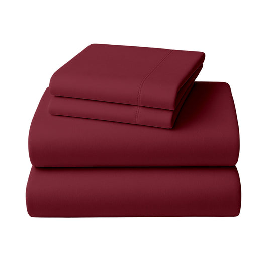 1000 Thread Count Cotton Rich Queen Bed Sheets 4-Piece Set in Burgundy