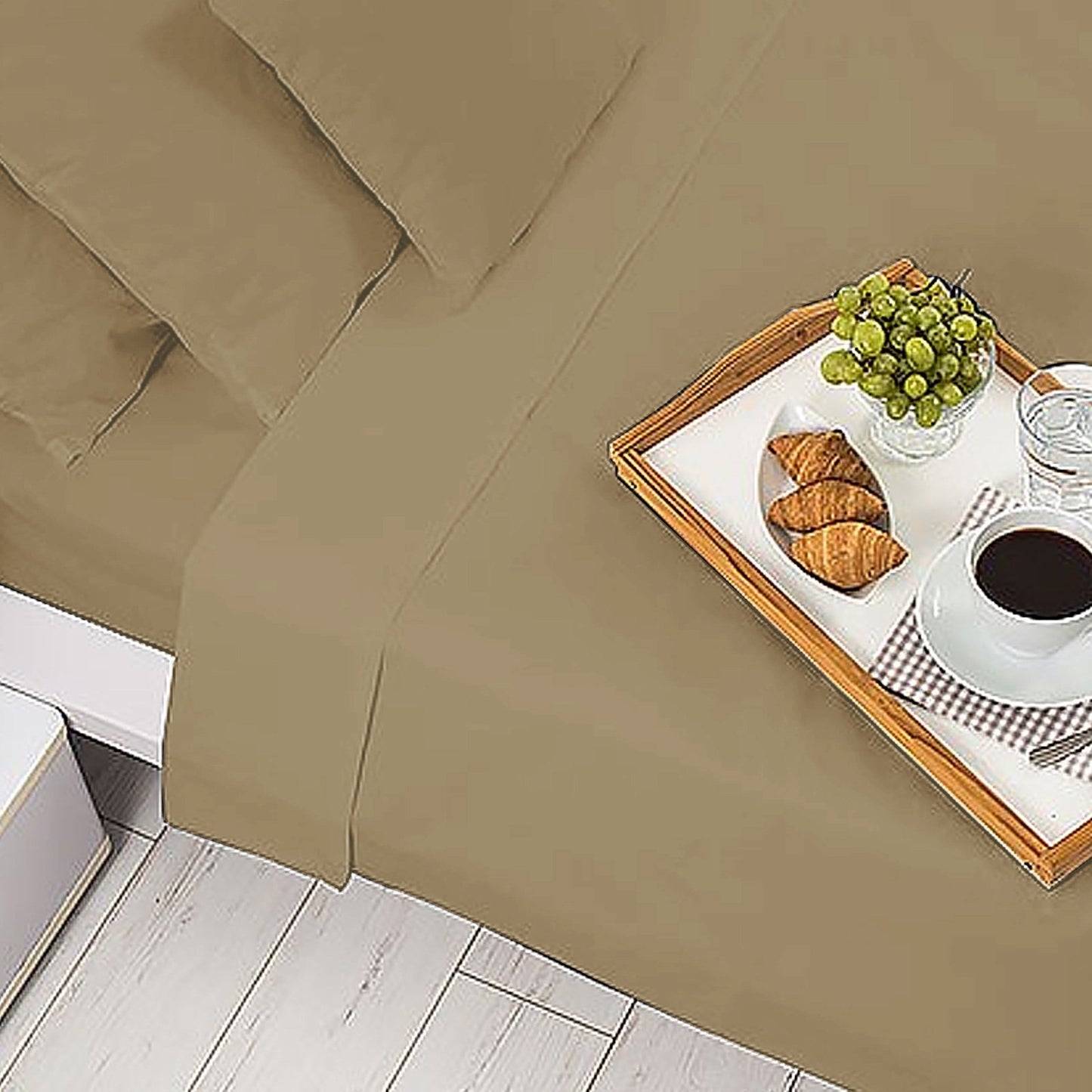 1000 Thread Count Cotton Rich Queen Bed Sheets 4-Piece Set in Taupe