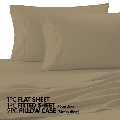 1000 Thread Count Cotton Rich Queen Bed Sheets 4-Piece Set in Taupe