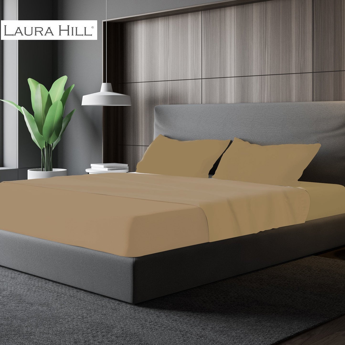 1000 Thread Count Cotton Rich Queen Bed Sheets 4-Piece Set in Taupe