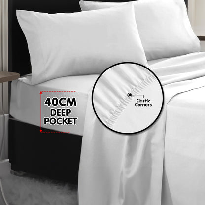 1000 Thread Count Cotton Rich Queen Bed Sheets 4-Piece Set in White