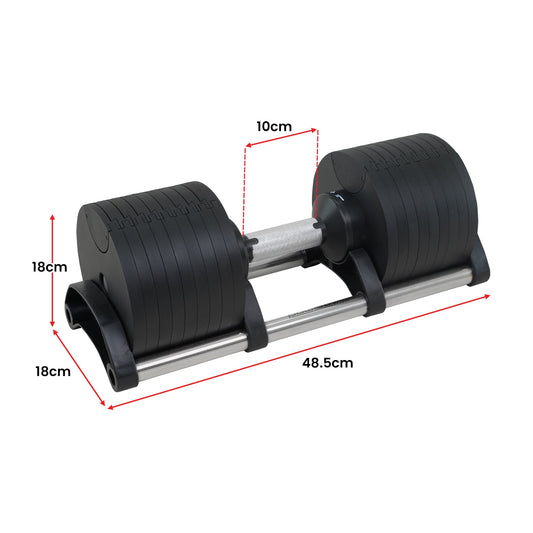 Powertrain Eon Dial Up 72KG Adjustable Dumbbells Pair - Black
