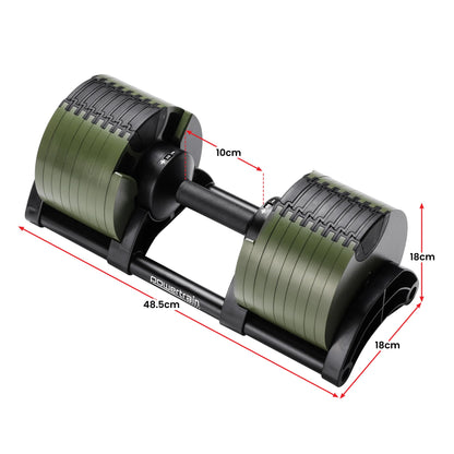 Powertrain Eon Dial-Up 72KG Adjustable Dumbbells Pair with Stand  - Green
