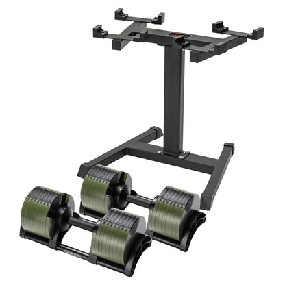 Powertrain Eon Dial-Up 72KG Adjustable Dumbbells Pair with Stand  - Green