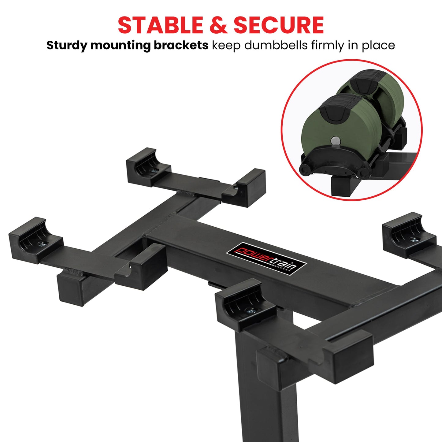 Powertrain Eon Dial-Up 72KG Adjustable Dumbbells Pair with Stand  - Green