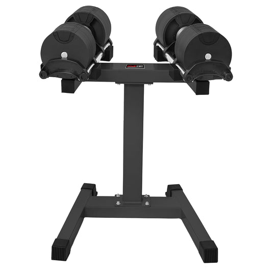 Powertrain Eon Dial Up 90KG Adjustable Dumbbells Pair with Stand - Black