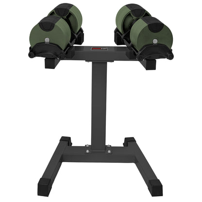 Powertrain Eon Dial-Up 90KG Adjustable Dumbbells Pair with Stand  - Green