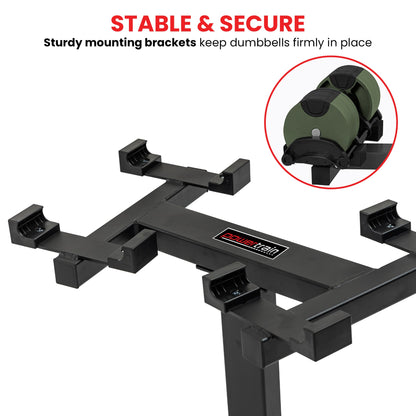 Powertrain Eon Dial-Up 90KG Adjustable Dumbbells Pair with Stand  - Green