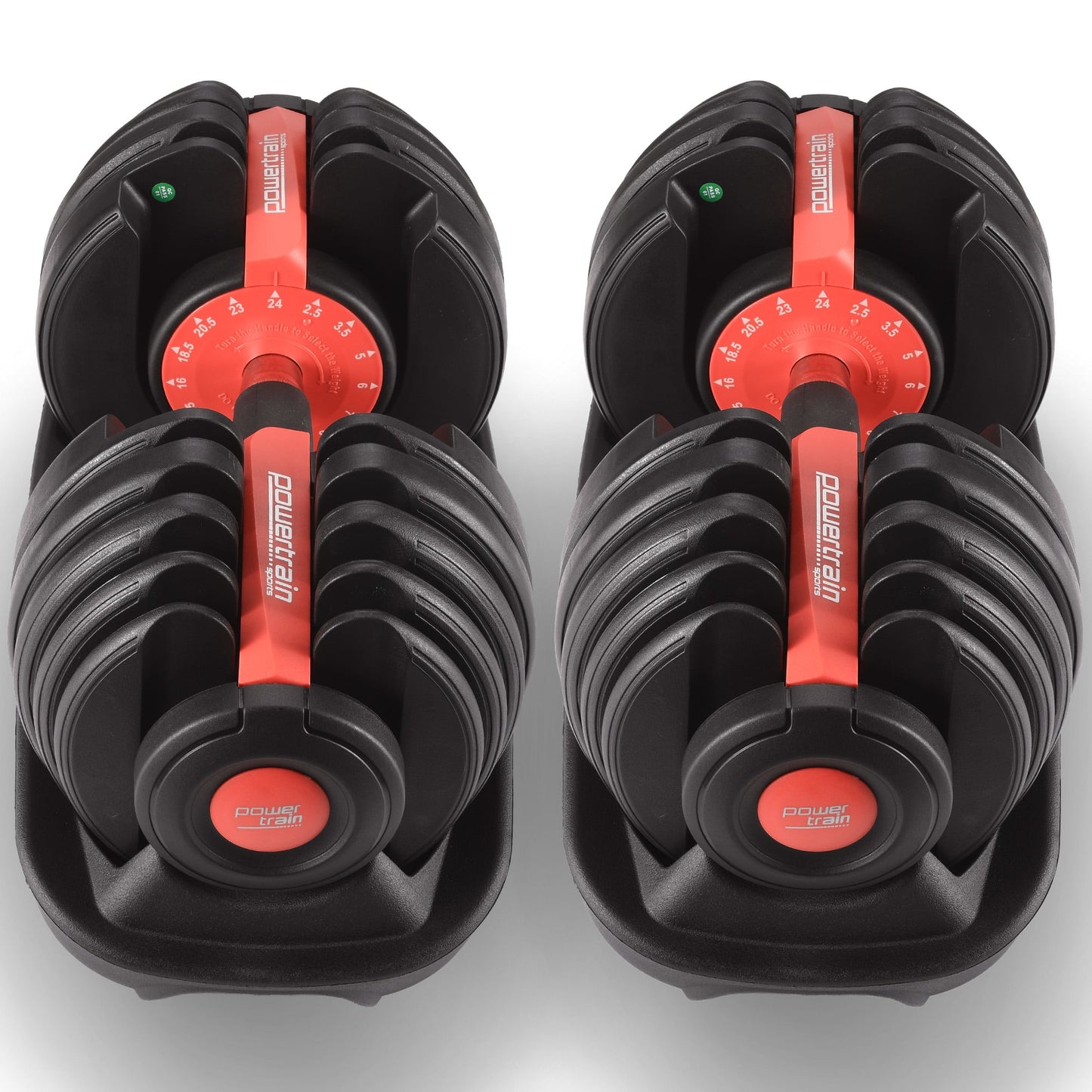 Powertrain 48kg Adjustable Dumbbells 15-in-1 Home Gym Weights – Red