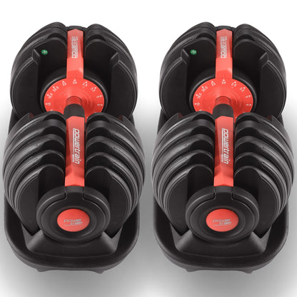 Powertrain 48kg Adjustable Dumbbells 15-in-1 Home Gym Weights – Red