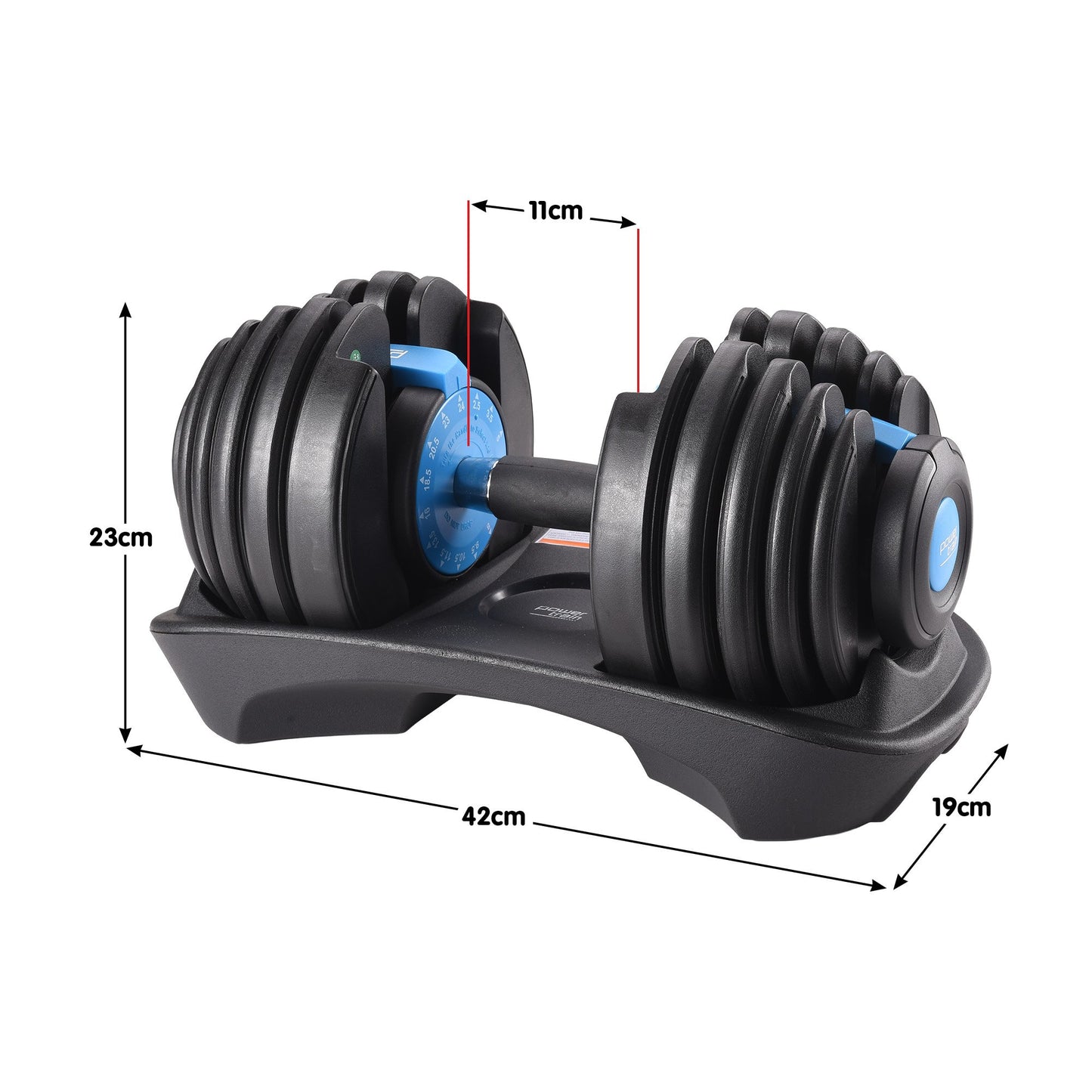 48KG Powertrain Adjustable Dumbbell Set With Stand Blue