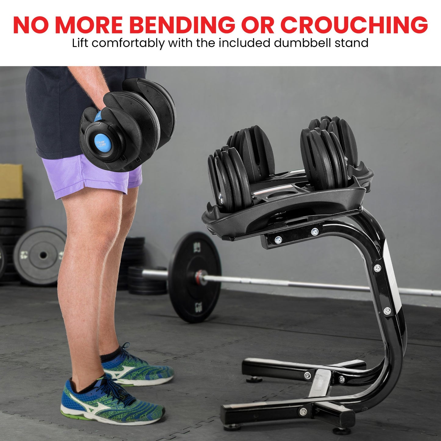 48KG Powertrain Adjustable Dumbbell Set With Stand Blue