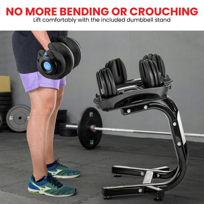 48KG Powertrain Adjustable Dumbbell Set With Stand Blue