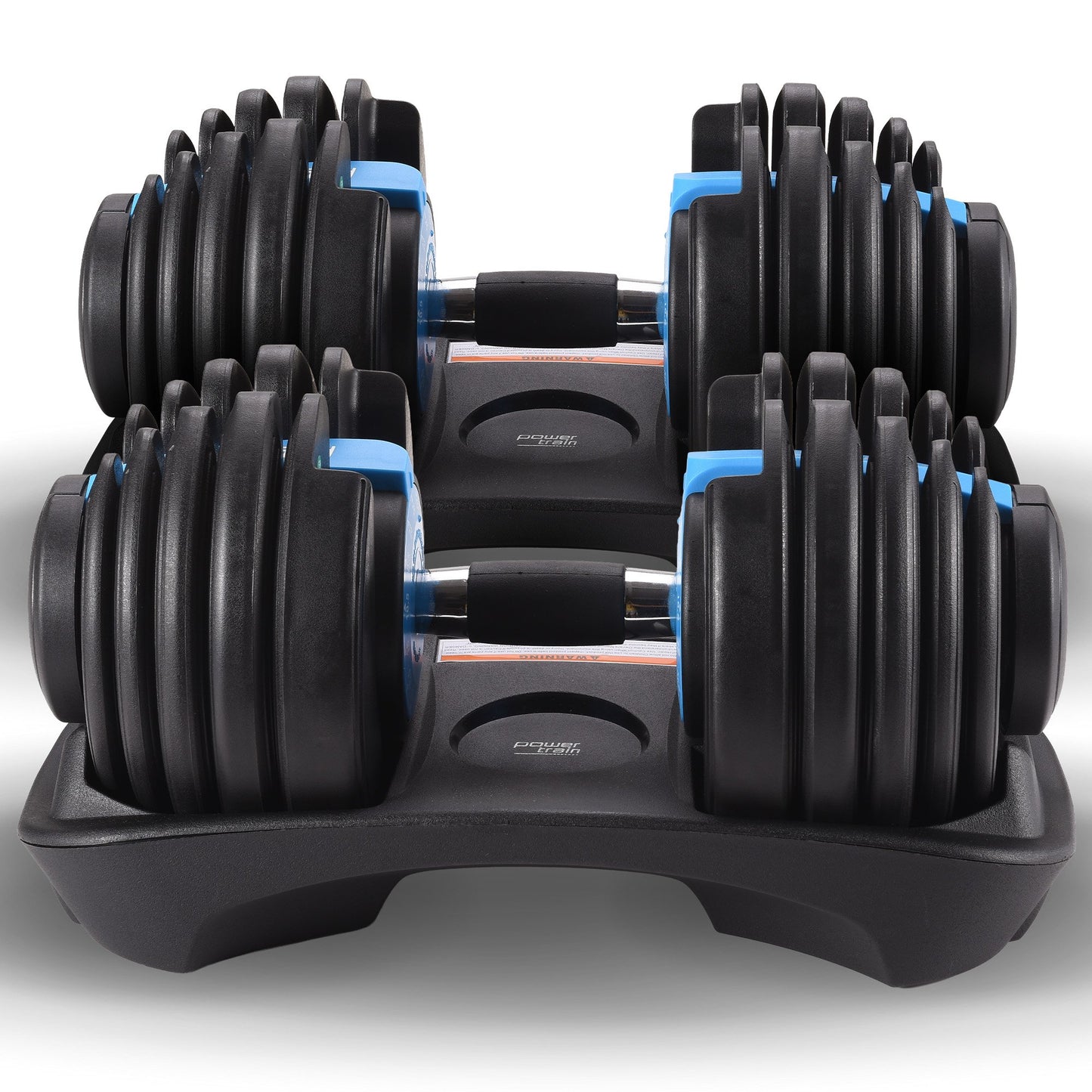 48KG Powertrain Adjustable Dumbbell Set With Stand Blue