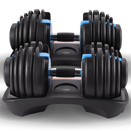 48KG Powertrain Adjustable Dumbbell Set With Stand Blue
