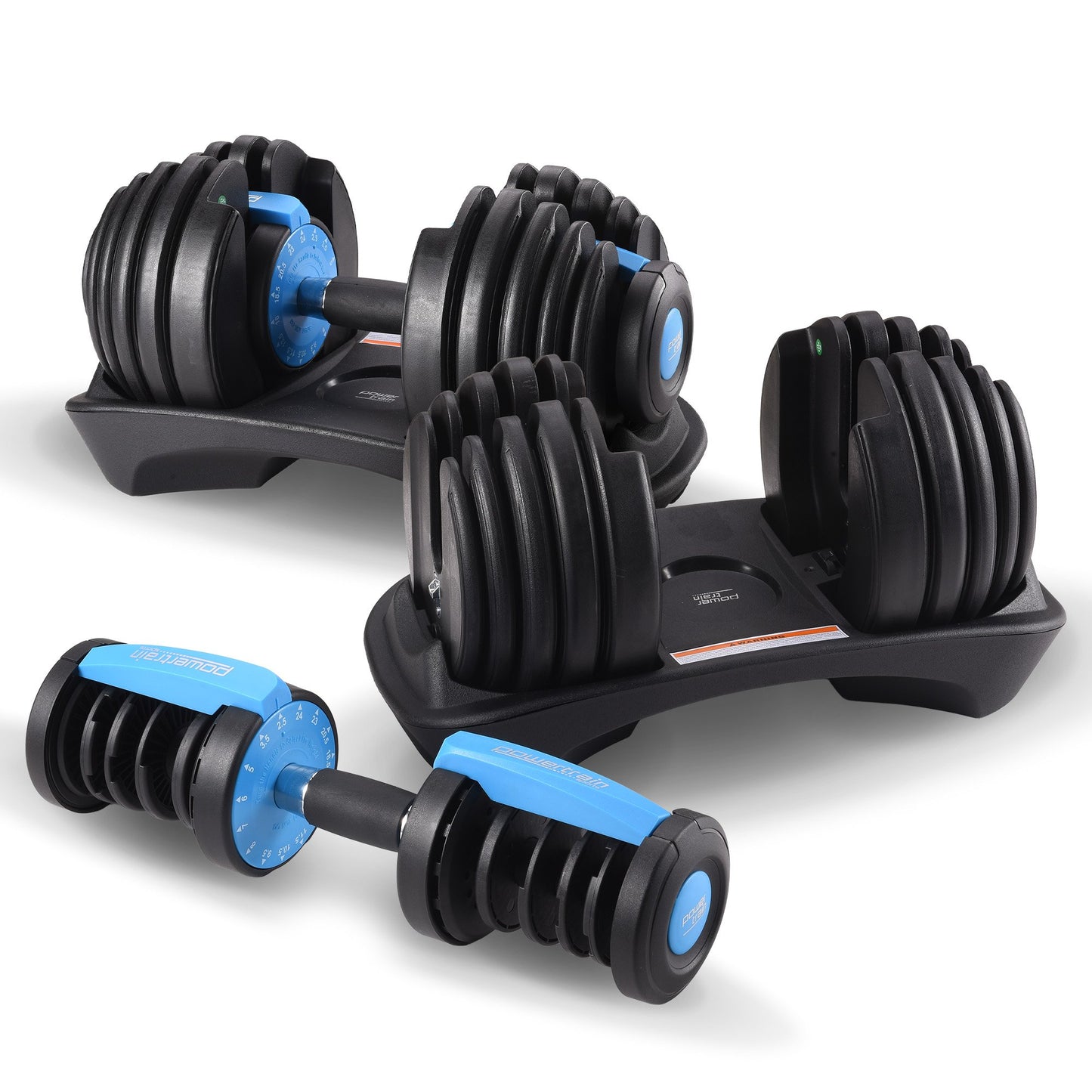 48KG Powertrain Adjustable Dumbbell Set With Stand Blue