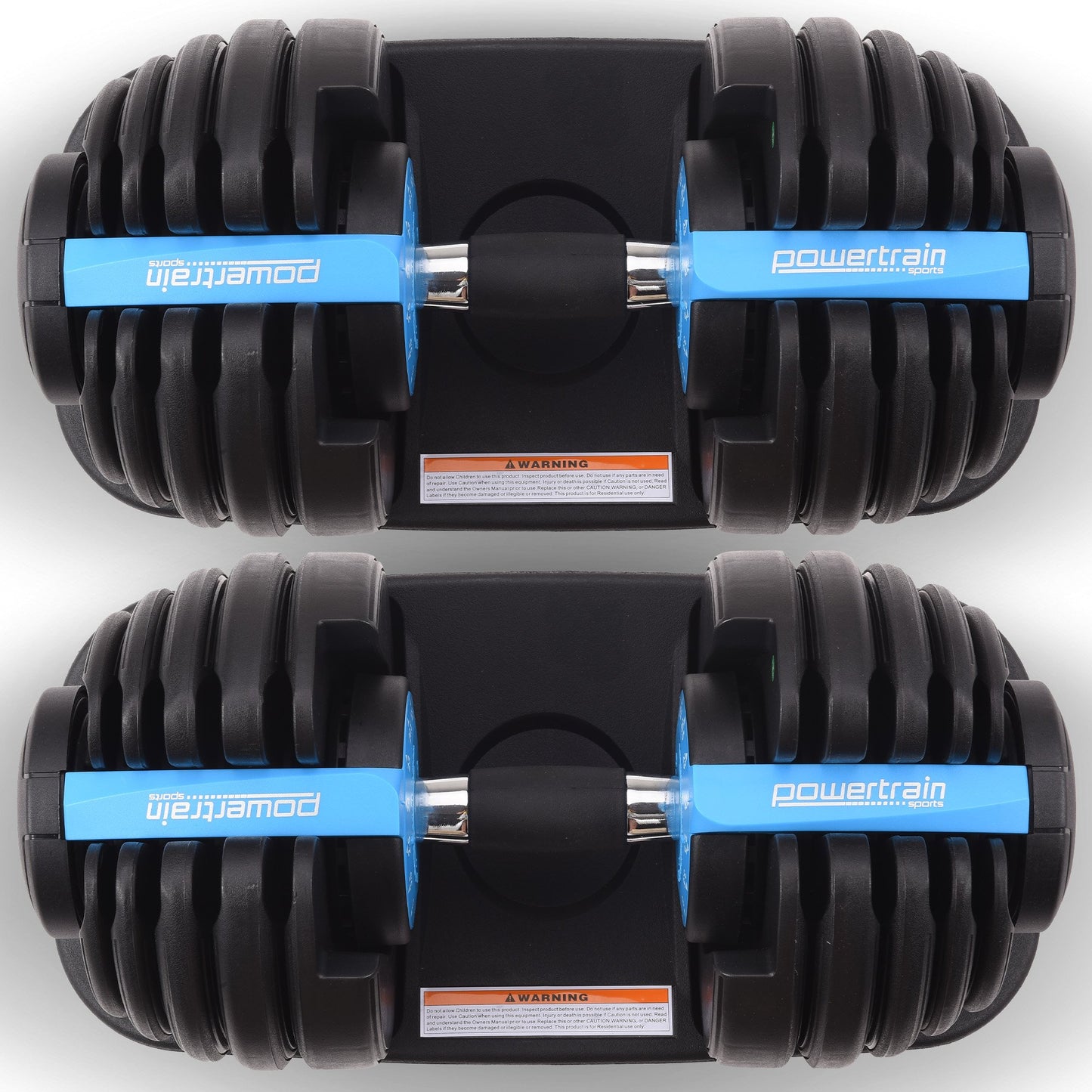 48KG Powertrain Adjustable Dumbbell Set With Stand Blue
