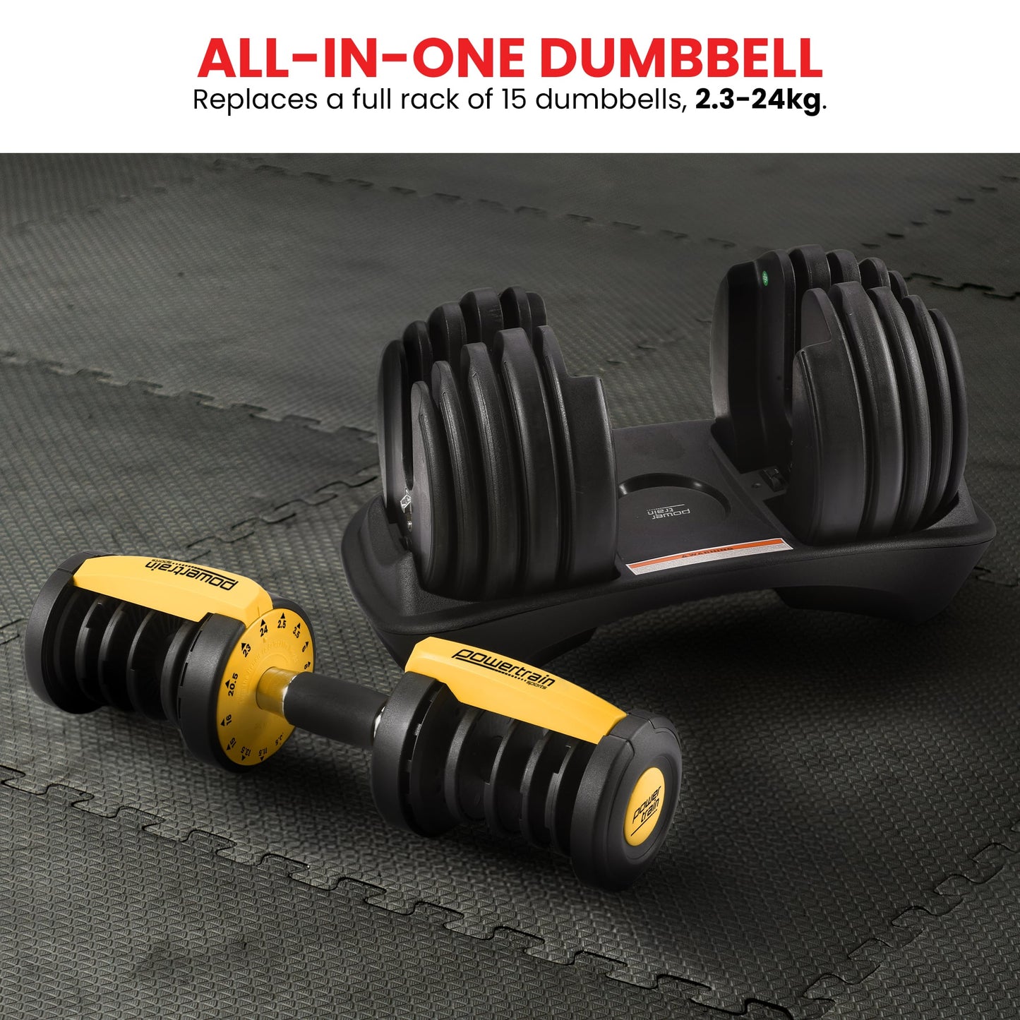 48kg Powertrain Adjustable Dumbbell Home Gym Set Gold
