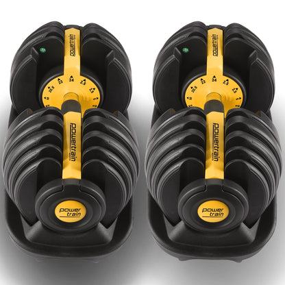 48kg Powertrain Adjustable Dumbbell Home Gym Set Gold