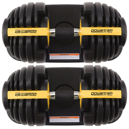 48kg Powertrain Adjustable Dumbbell Home Gym Set Gold