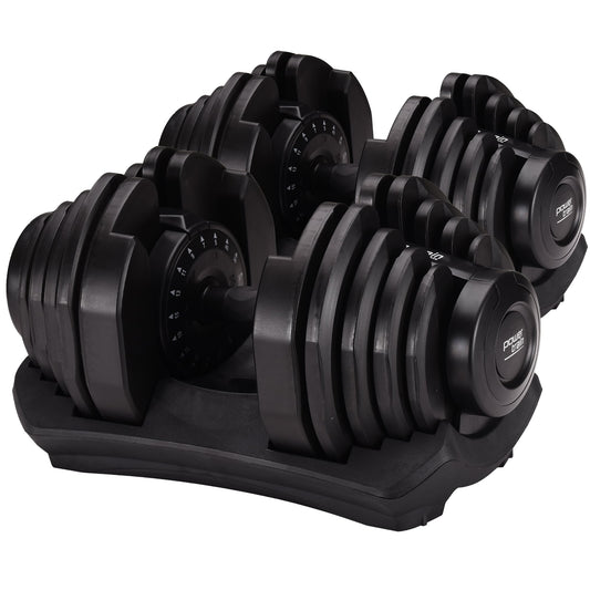 2x 40kg Powertrain Adjustable Dumbbells Home Gym Set