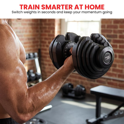 2x 40kg Powertrain Adjustable Dumbbells Home Gym Set