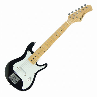 Karrera Kids Electric Guitar Junior Beginner Double Cutaway Scaled-Down Instrument for Children - Black