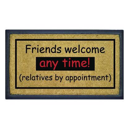 Friends Welcome Funny Coir Door Mat 40 x 70 cm Natural Coconut Fibre Non-Slip Doormat Outdoor Indoor Entrance Mat