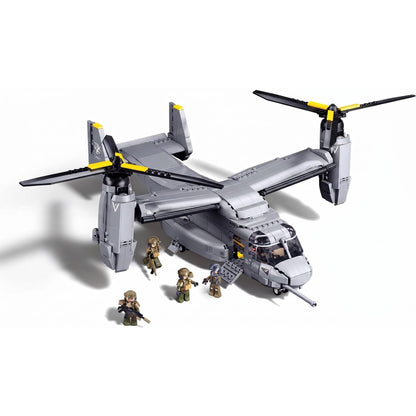 Sluban B1537 Model Kit 1:44 MV-22 Osprey Tiltrotor Helicopter Plane Military Air Force Building Blocks DIY Set Toy