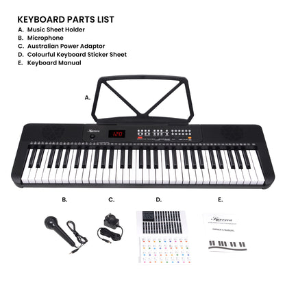 Karrera 61-Key Electronic Piano Keyboard with LED and Folding Stand in Black CHJ-SD1