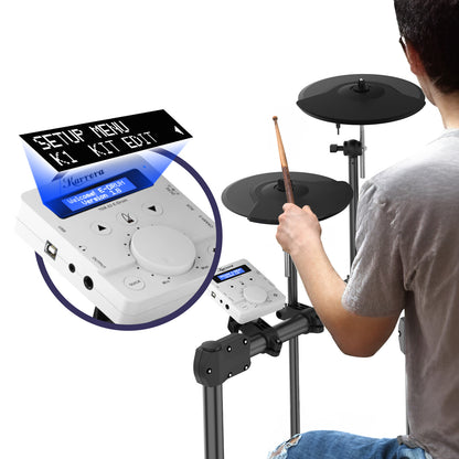 Karrera X23 Electronic Drum Kit with Sound Module, 3 Toms, Snare Quiet Mesh Drum Heads, Cymbals & Pedal