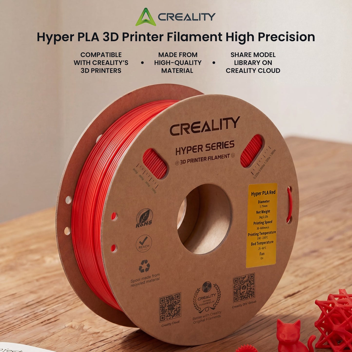 Creality Hyper PLA 3D Printer Filament High Precision - Red