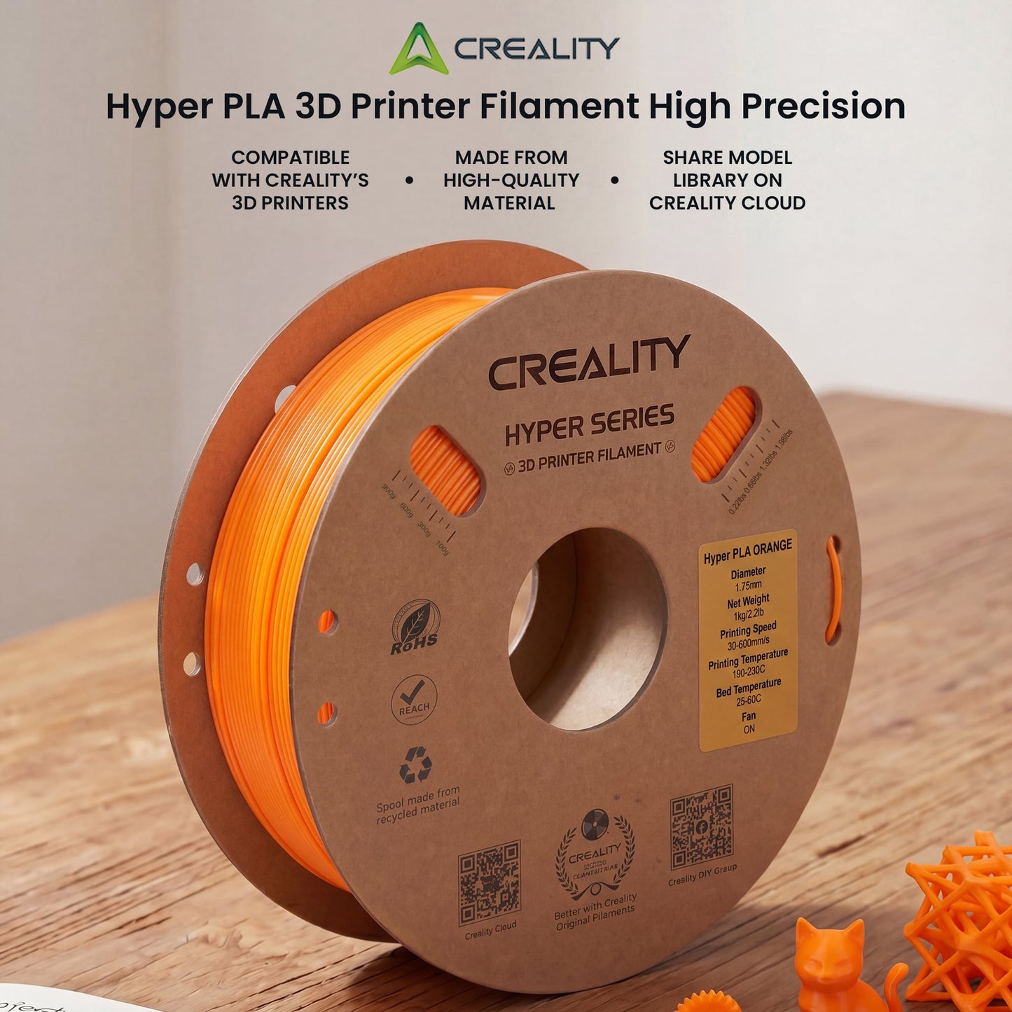Creality Hyper PLA 3D Printer Filament High Precision - Orange