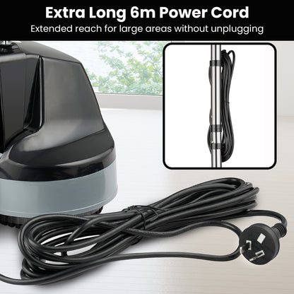 Hauskeeper GEN2 5 in 1 Electric Floor Polisher 6M Power Cable Timber Hard Waxer Buffer Cleaner Black 240V