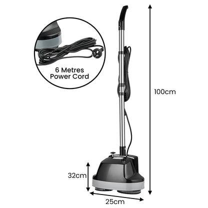 GEN2 Hauskeeper 5 in 1 Electric Floor Polisher 6M Power Cable Timber Hard Waxer Buffer Cleaner Black 240V