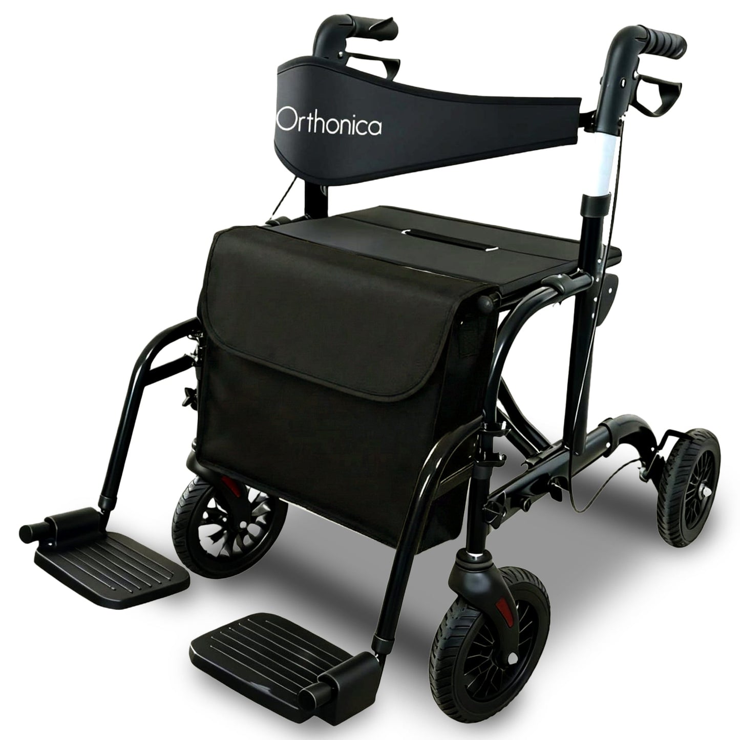 Orthonica Aluminium 2in1 Rollator Wheelchair with Foldable Frame Black & Silver
